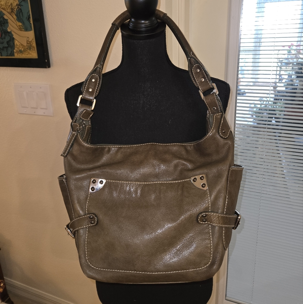 Nuovedive Italian Leather Hobo Satchel Bucket Bag